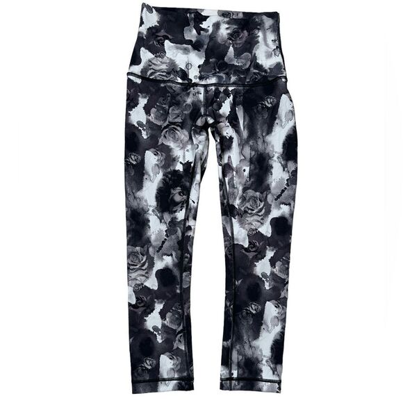Lululemon Athletica Black Floral Wunder Under High Rise Cropped Legging - Picture 4 of 8